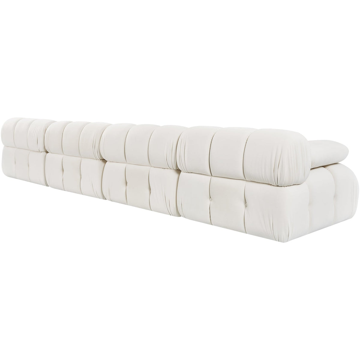 Orin Cream Velvet Performance Fabric Upholstered 4 Piece Modular Sofa