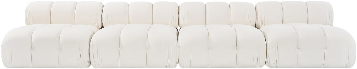 Orin Cream Velvet Performance Fabric Upholstered 4 Piece Modular Sofa