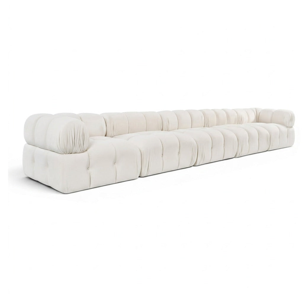 Orin Cream Velvet Performance Fabric Upholstered 5 pc. Modular Sofa in cream velvet, primary product view