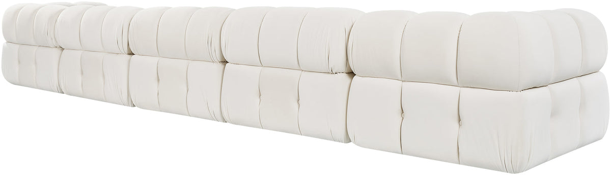 Orin Cream Velvet Performance Fabric Upholstered 5 Piece Modular Sofa