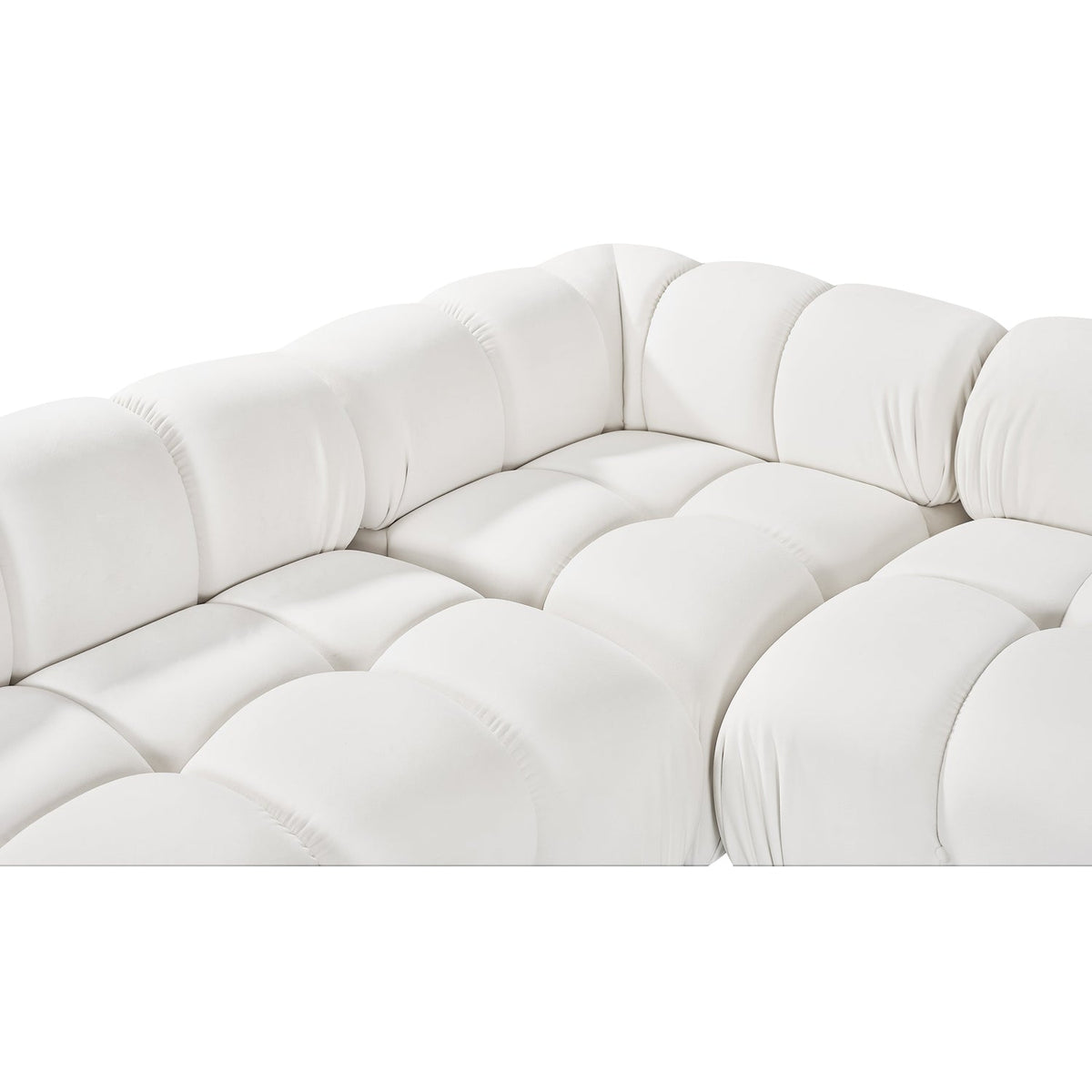 Orin Cream Velvet Performance Fabric Upholstered 4 Piece Modular Sectional Sofa
