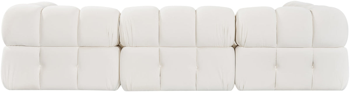 Orin Cream Velvet Performance Fabric Upholstered 4 Piece Modular Sectional Sofa