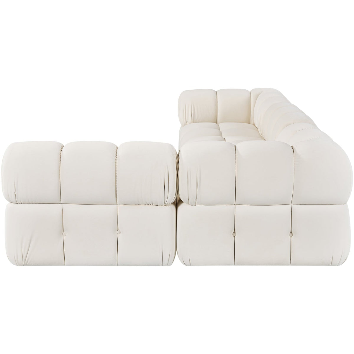 Orin Cream Velvet Performance Fabric Upholstered 4 Piece Modular Sectional Sofa