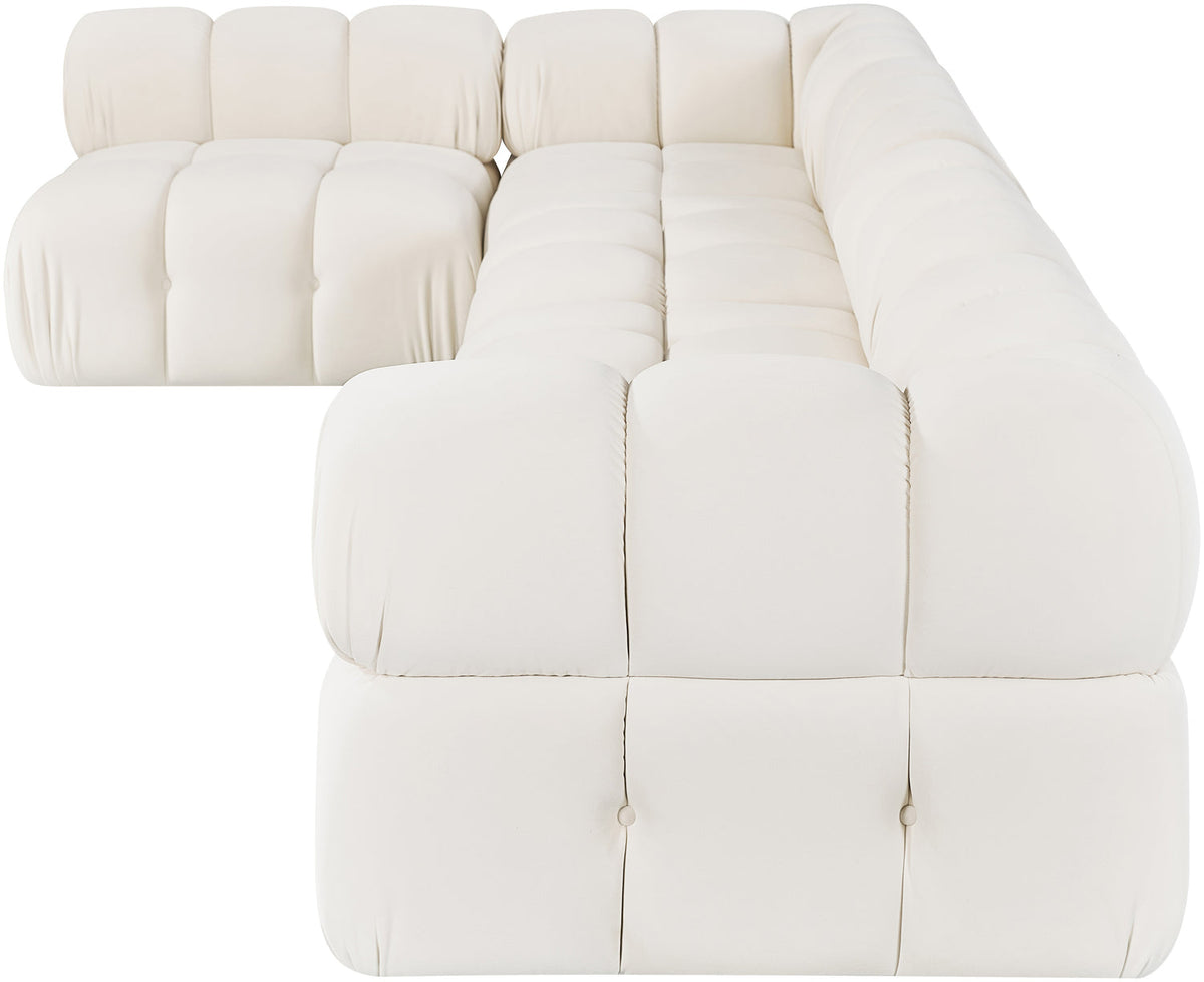 Orin Cream Velvet Performance Fabric Upholstered 5 Piece Modular Sectional Sofa