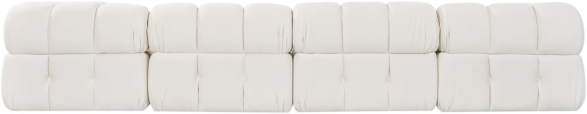 Orin Cream Velvet Performance Fabric Upholstered 5 Piece Modular Sectional Sofa