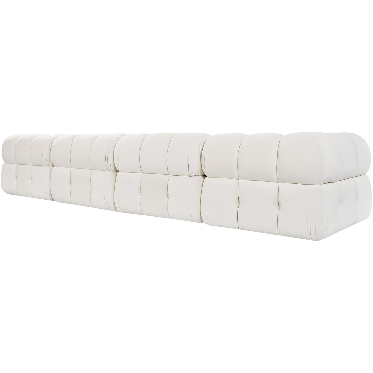 Orin Cream Velvet Performance Fabric Upholstered 5 Piece Modular Sectional Sofa