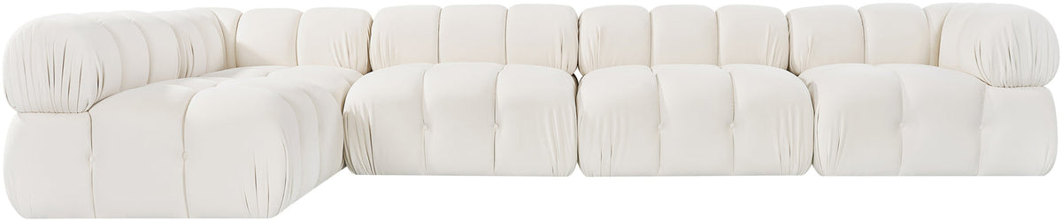 Orin Cream Velvet Performance Fabric Upholstered 5 Piece Modular Sectional Sofa