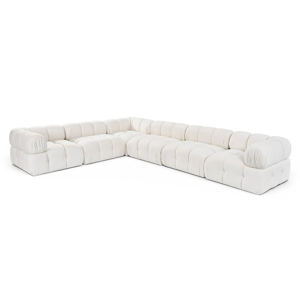 Orin Cream Velvet Performance Fabric Upholstered 6 pc. Modular Sectional in cream velvet, primary product view