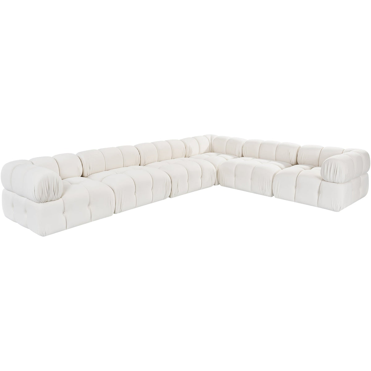 Orin Cream Velvet Performance Fabric Upholstered 6 Piece Modular Sectional Sofa