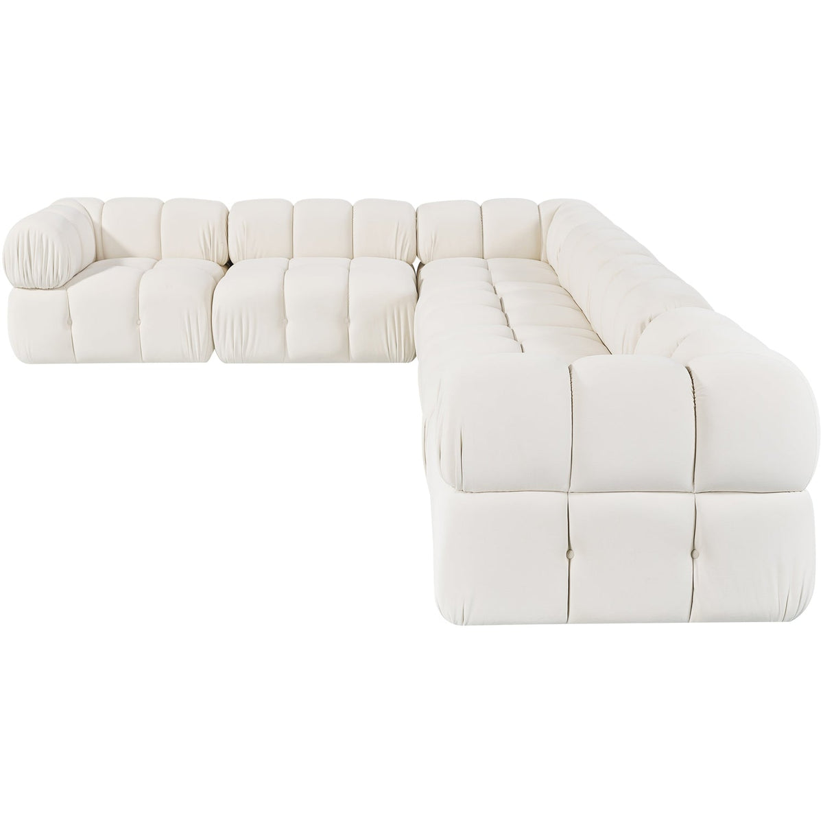 Orin Cream Velvet Performance Fabric Upholstered 6 Piece Modular Sectional Sofa