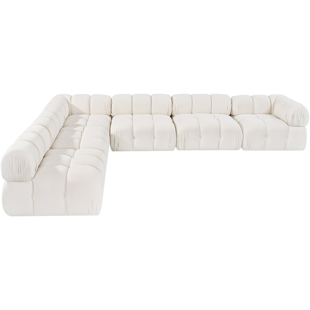Orin Cream Velvet Performance Fabric Upholstered 6 Piece Modular Sectional Sofa