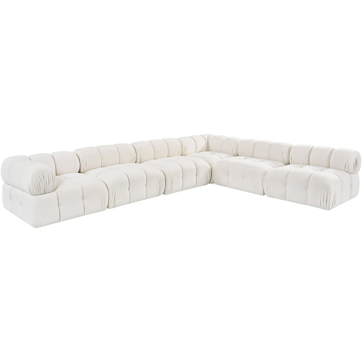Orin Cream Velvet Performance Fabric Upholstered 6 Piece Modular Sectional Sofa