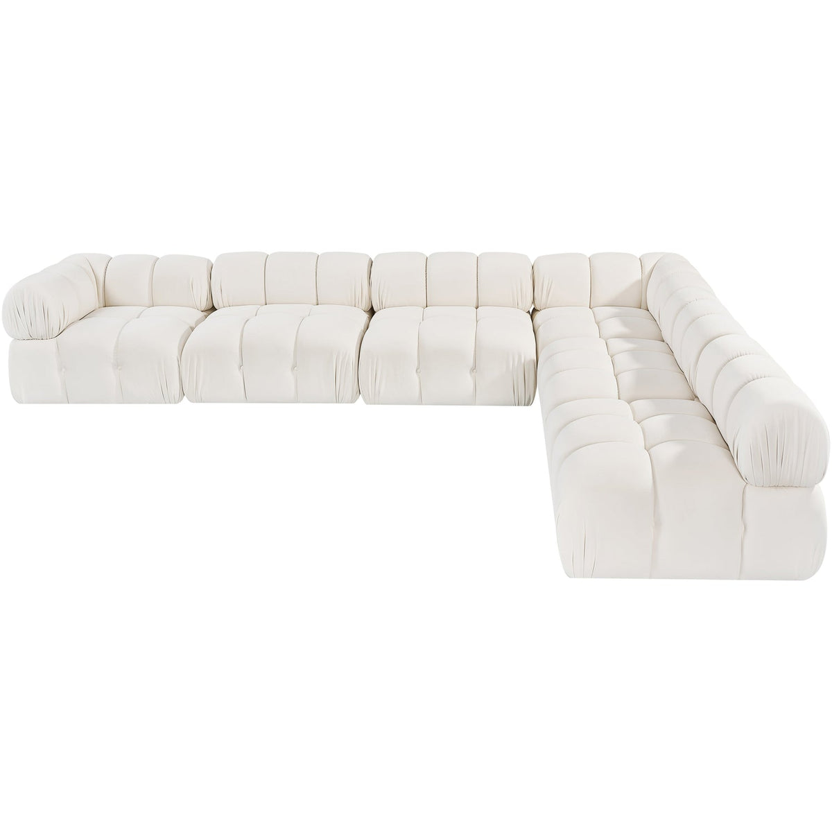 Orin Cream Velvet Performance Fabric Upholstered 6 Piece Modular Sectional Sofa