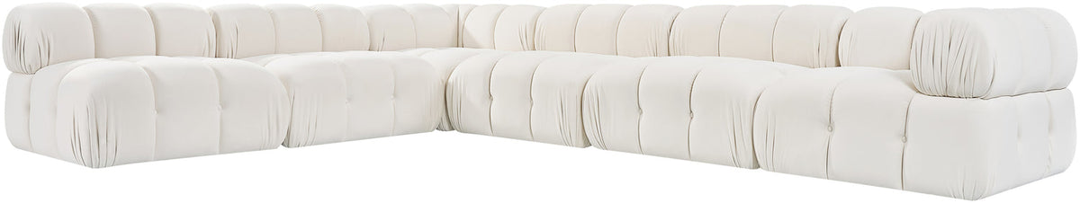 Orin Cream Velvet Performance Fabric Upholstered 6 Piece Modular Sectional Sofa