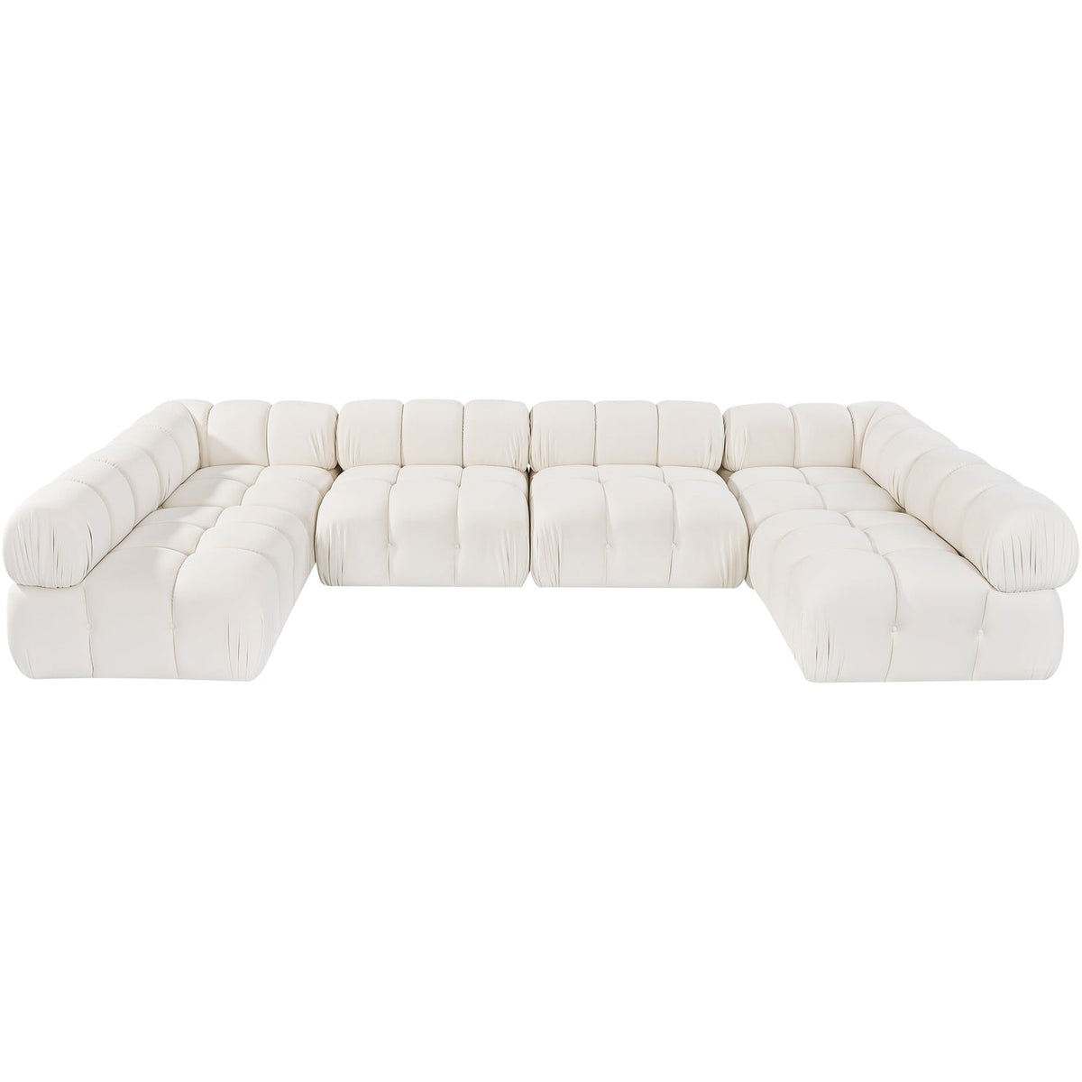 Orin Cream Velvet Performance Fabric Upholstered 6 Piece Modular Sectional Sofa