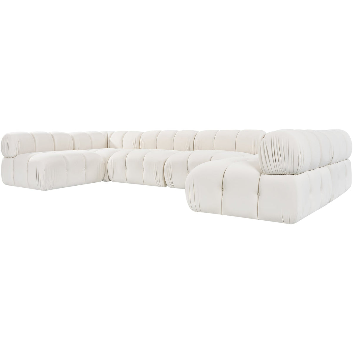 Orin Cream Velvet Performance Fabric Upholstered 6 Piece Modular Sectional Sofa