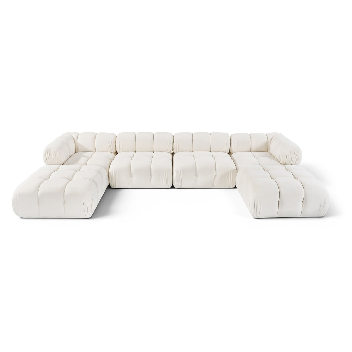 Orin Cream Velvet Performance Fabric Upholstered 6 pc. Modular Sectional in cream velvet, primary product view