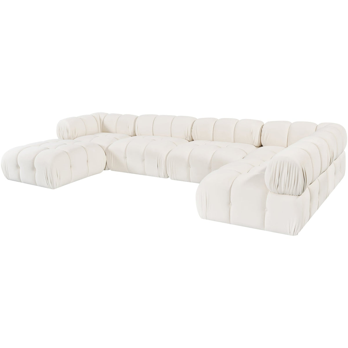 Orin Cream Velvet Performance Fabric Upholstered 6 Piece Modular Sectional Sofa