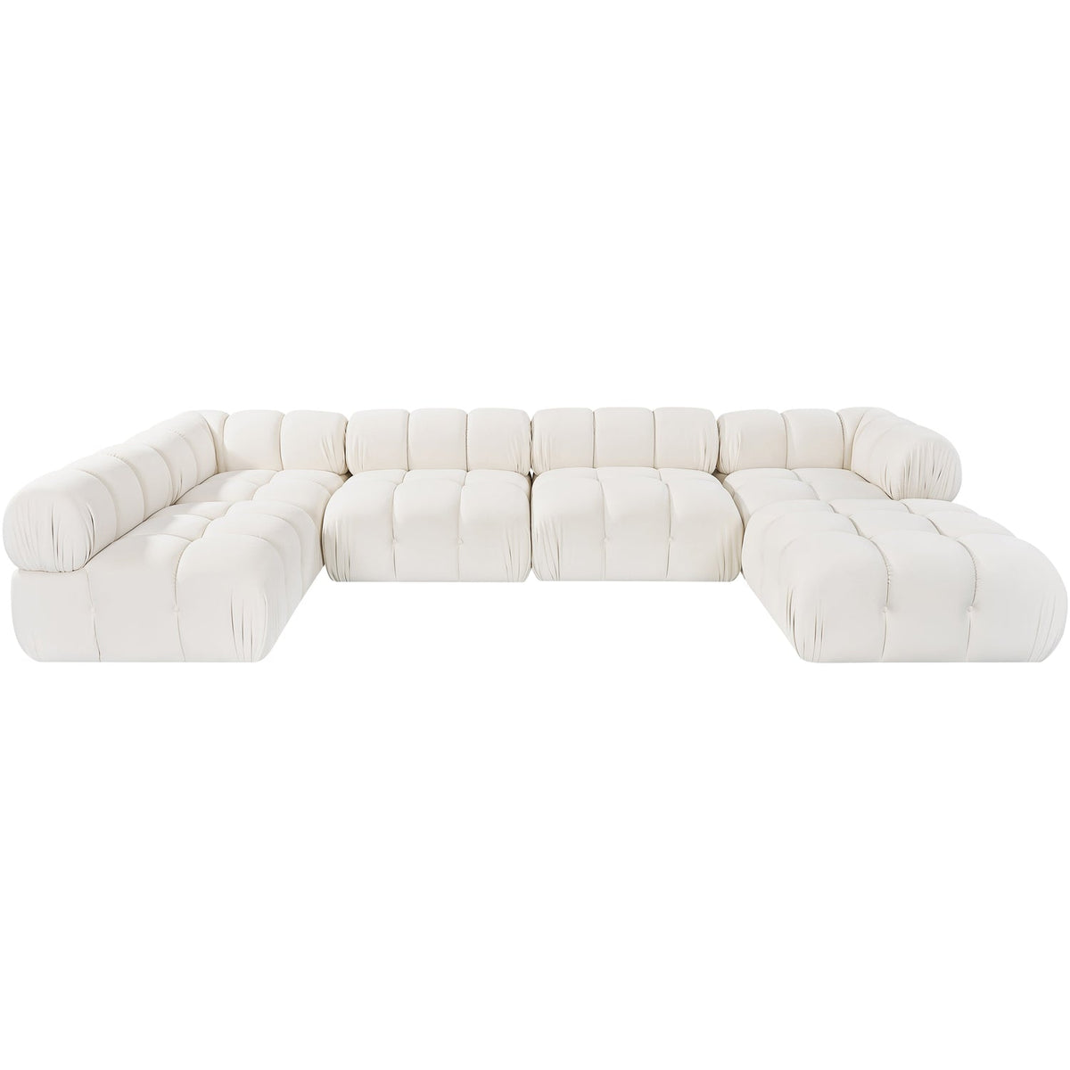 Orin Cream Velvet Performance Fabric Upholstered 6 Piece Modular Sectional Sofa