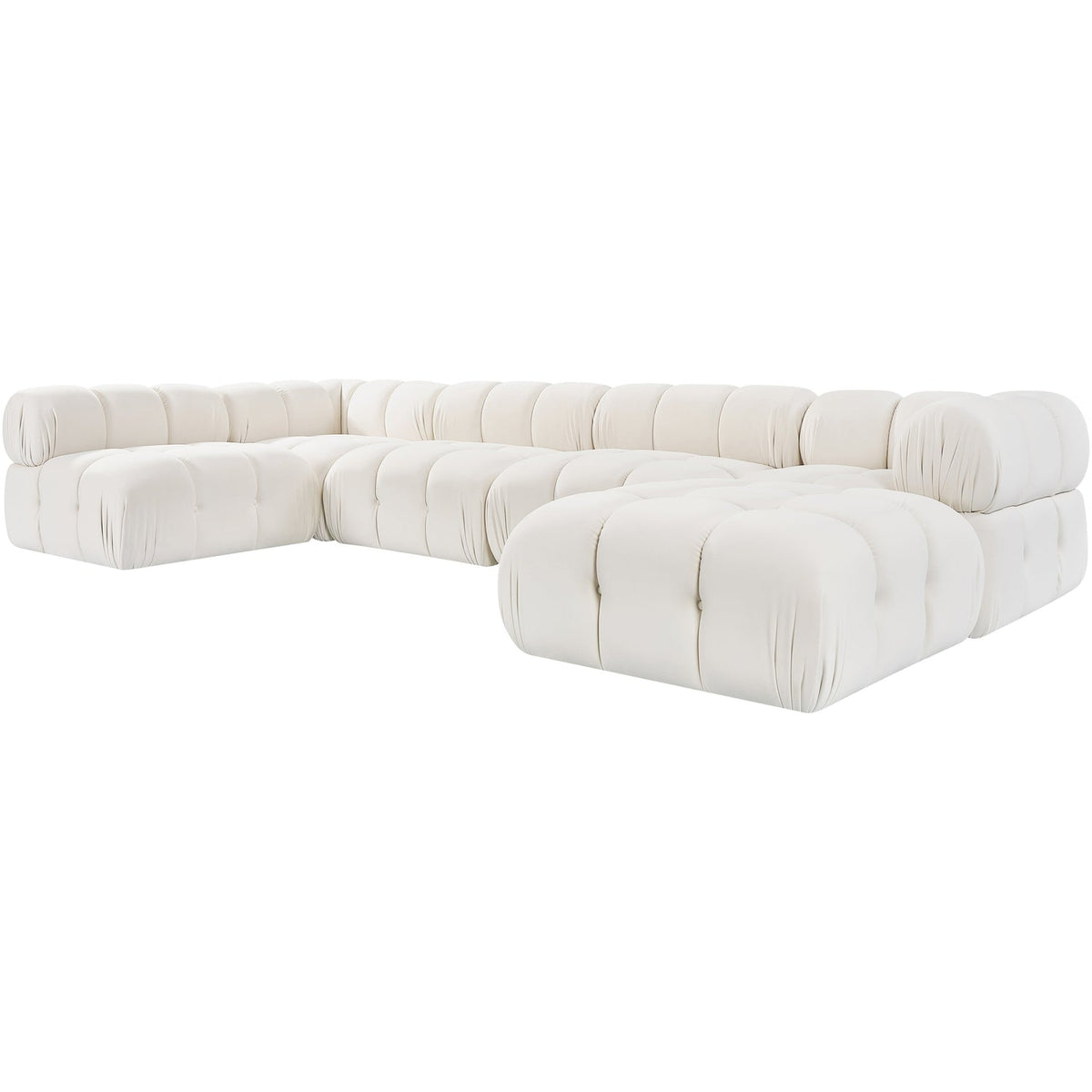 Orin Cream Velvet Performance Fabric Upholstered 6 Piece Modular Sectional Sofa
