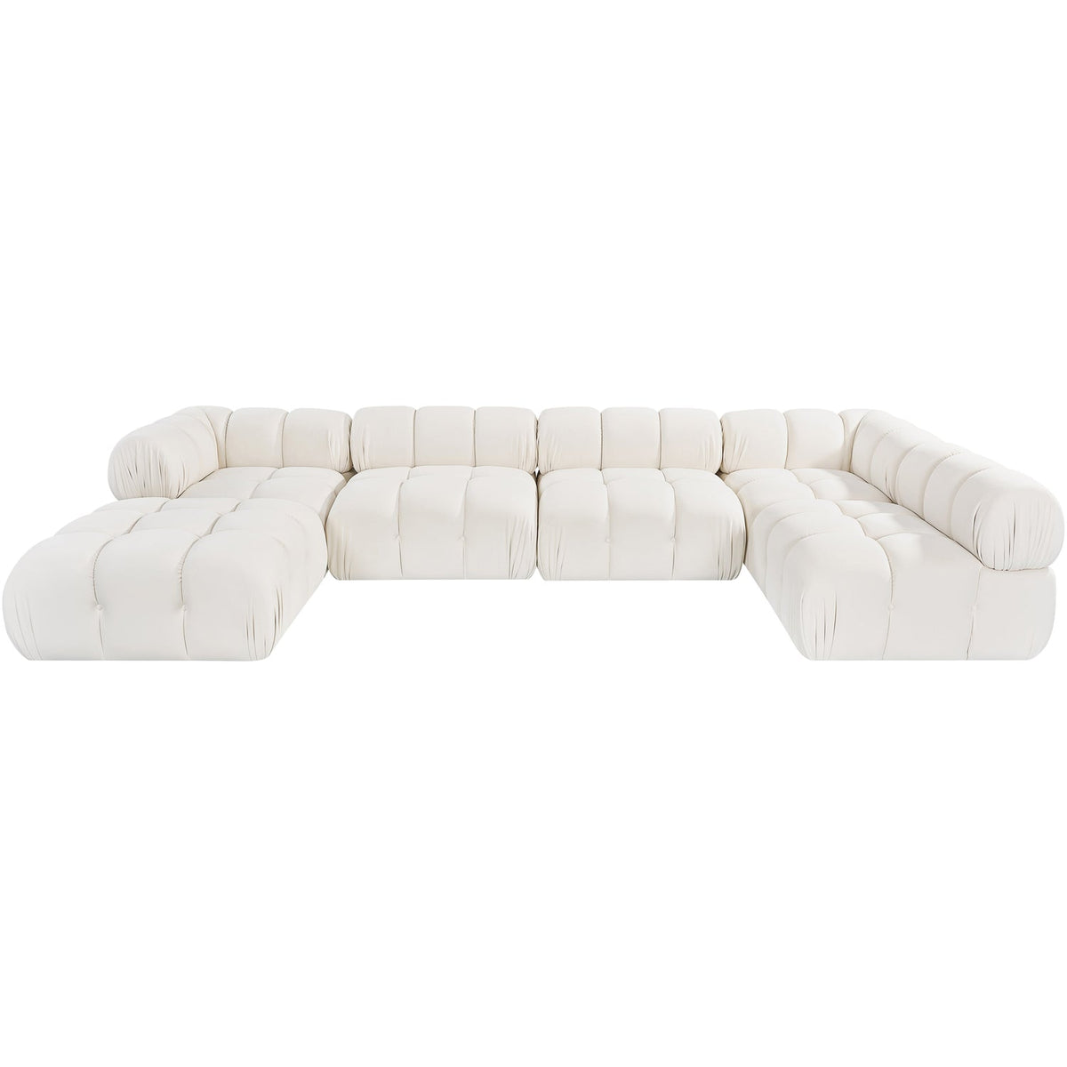 Orin Cream Velvet Performance Fabric Upholstered 6 Piece Modular Sectional Sofa