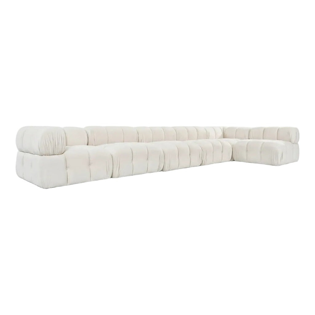 Orin Cream Velvet Performance Fabric Upholstered 6 pc. Modular Sectional in cream velvet, primary product view
