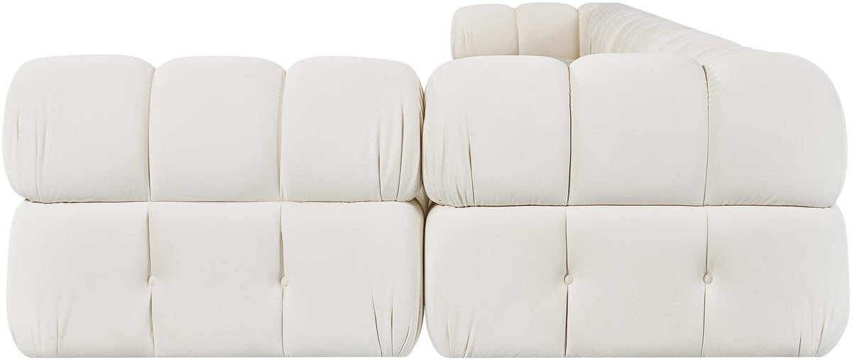 Orin Cream Velvet Performance Fabric Upholstered 6 Piece Modular Sectional Sofa