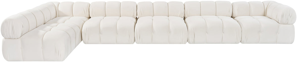 Orin Cream Velvet Performance Fabric Upholstered 6 Piece Modular Sectional Sofa