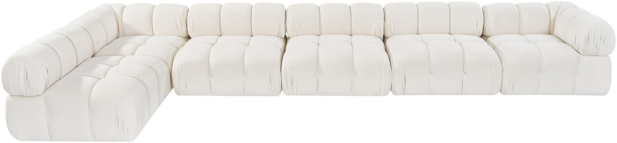 Orin Cream Velvet Performance Fabric Upholstered 6 Piece Modular Sectional Sofa