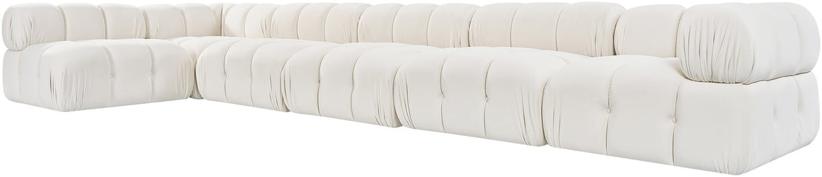 Orin Cream Velvet Performance Fabric Upholstered 6 Piece Modular Sectional Sofa