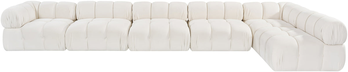 Orin Cream Velvet Performance Fabric Upholstered 6 Piece Modular Sectional Sofa