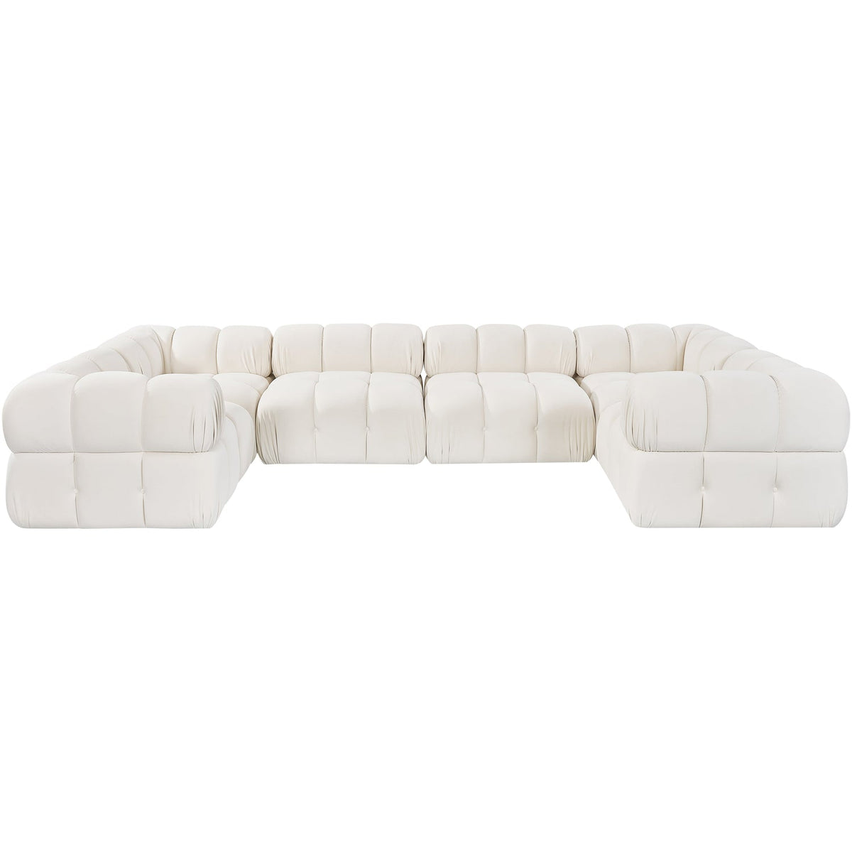 Orin Cream Velvet Performance Fabric Upholstered 6 Piece Modular Sectional Sofa