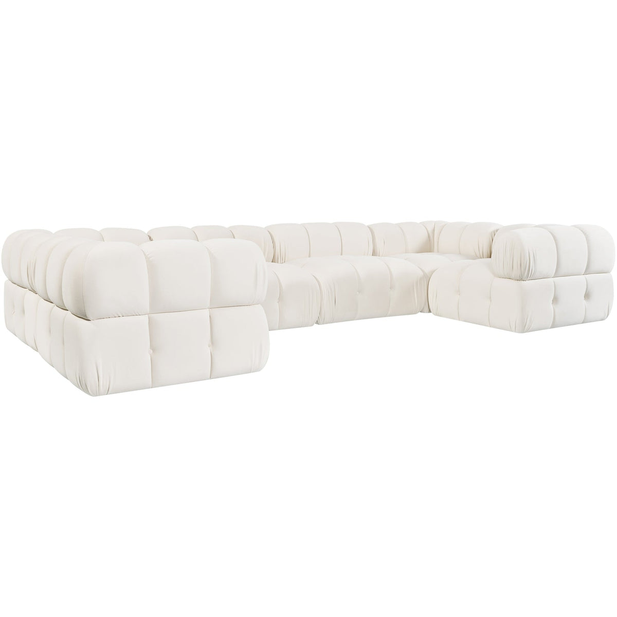 Orin Cream Velvet Performance Fabric Upholstered 6 Piece Modular Sectional Sofa
