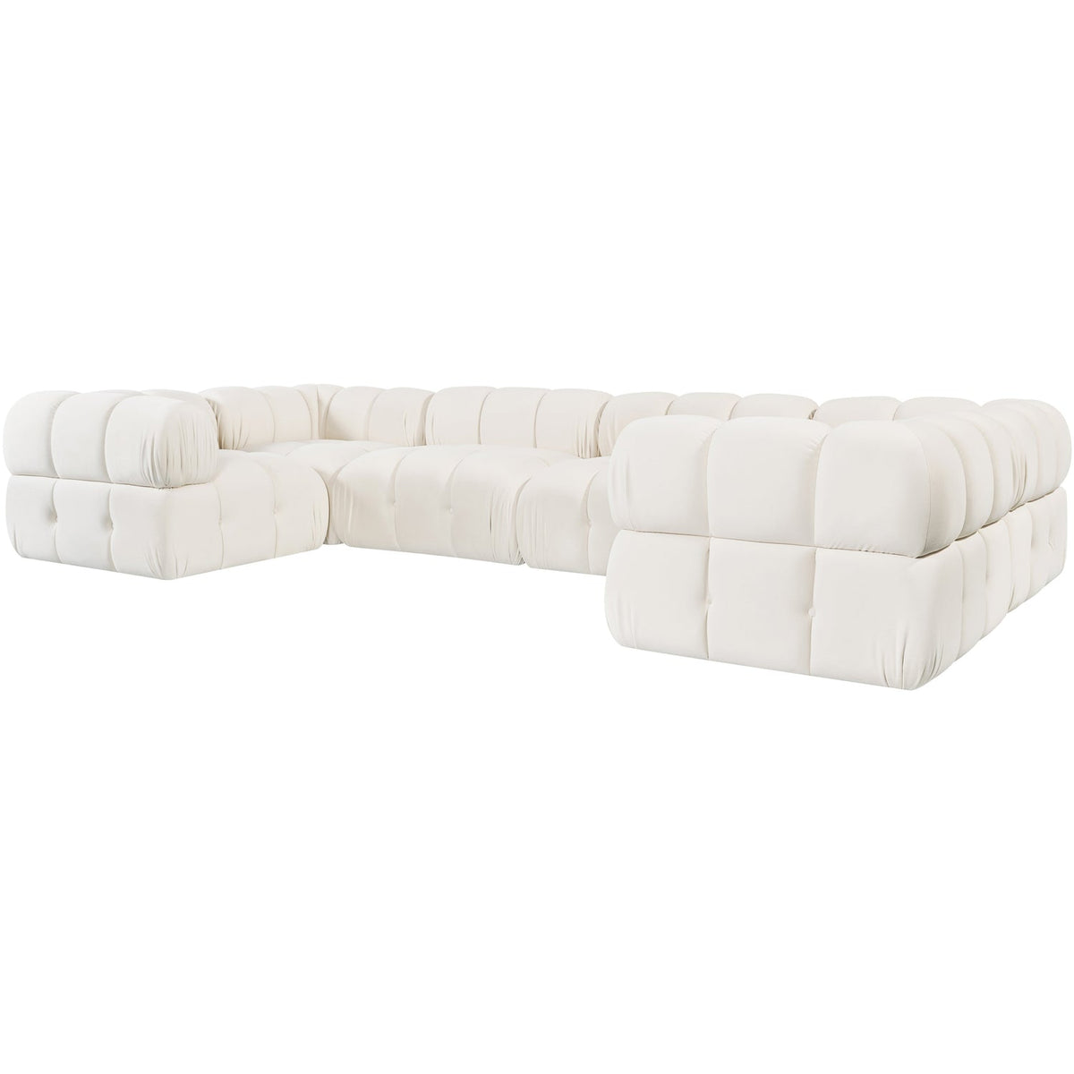 Orin Cream Velvet Performance Fabric Upholstered 6 Piece Modular Sectional Sofa