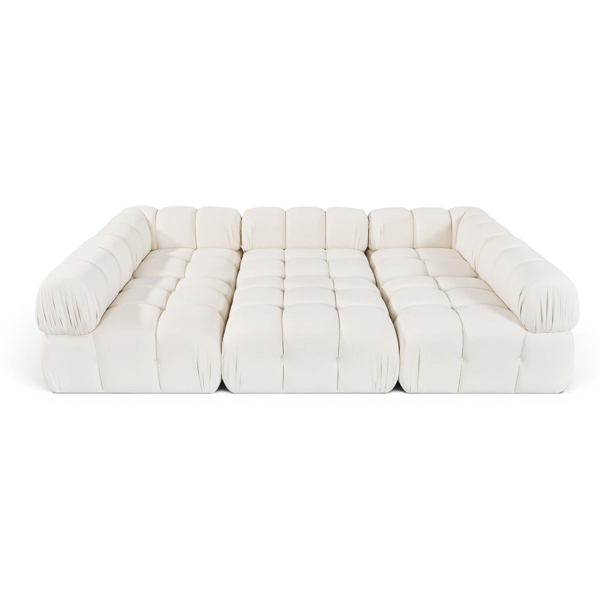 Orin Cream Velvet Performance Fabric Upholstered 6 pc. Modular Sectional in cream velvet, primary product view