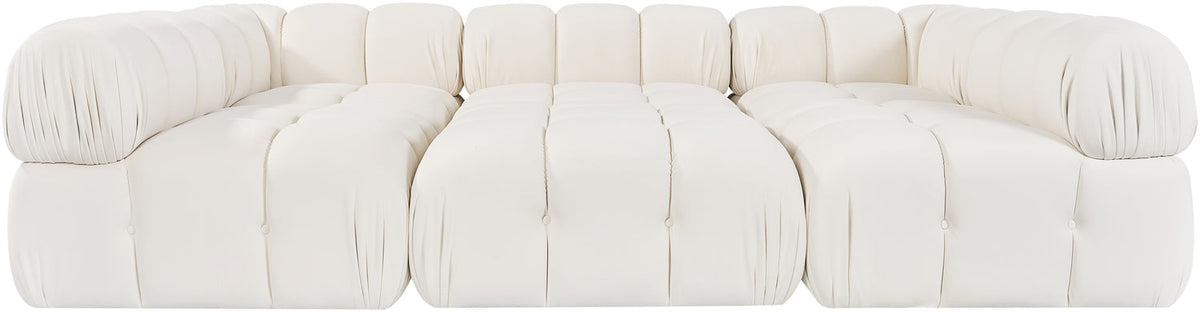Orin Cream Velvet Performance Fabric Upholstered 6 Piece Modular Sectional Sofa