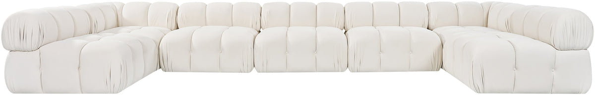 Orin Cream Velvet Performance Fabric Upholstered 7 Piece Modular Sectional Sofa