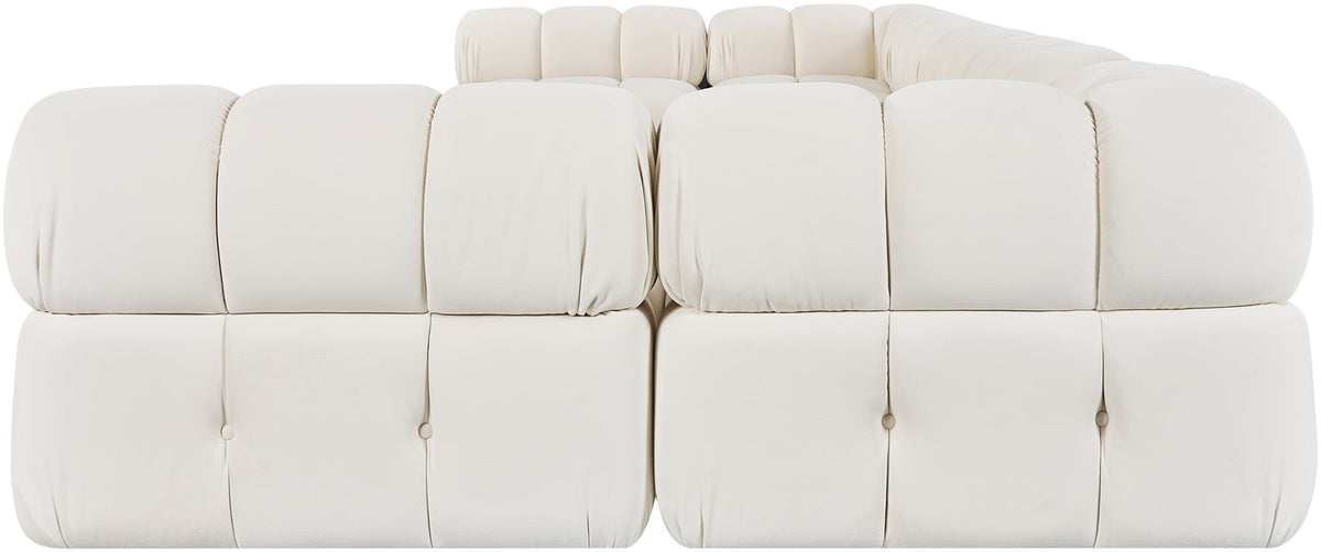 Orin Cream Velvet Performance Fabric Upholstered 7 Piece Modular Sectional Sofa
