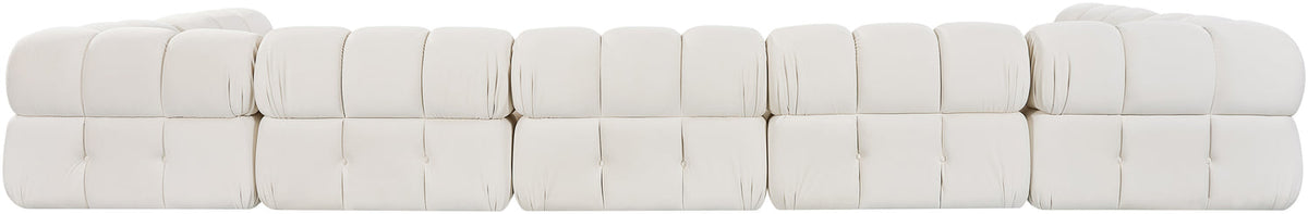 Orin Cream Velvet Performance Fabric Upholstered 7 Piece Modular Sectional Sofa