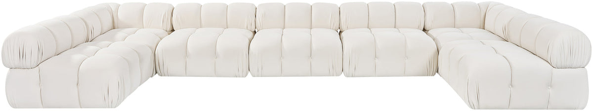 Orin Cream Velvet Performance Fabric Upholstered 7 Piece Modular Sectional Sofa