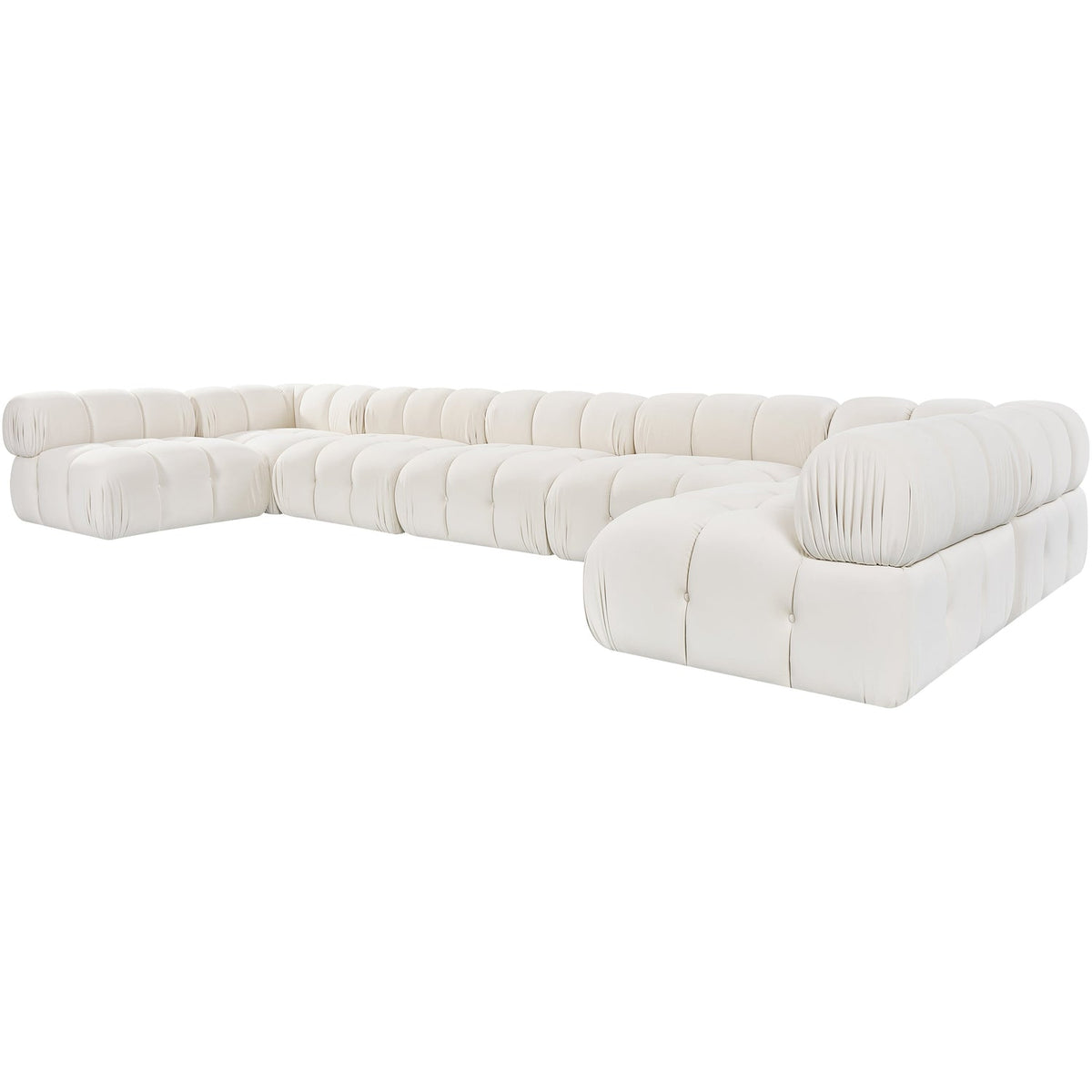 Orin Cream Velvet Performance Fabric Upholstered 7 Piece Modular Sectional Sofa