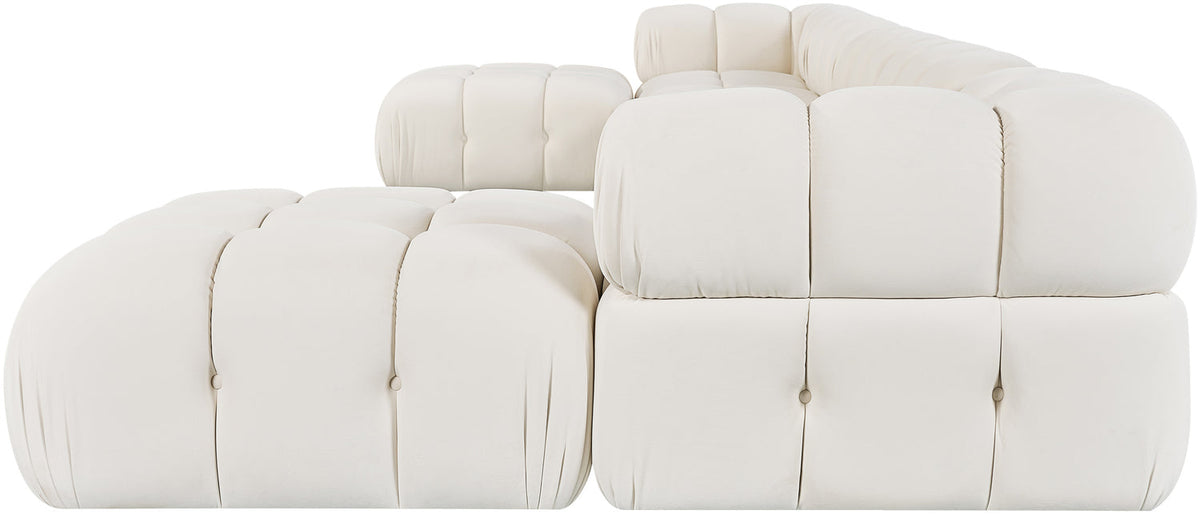 Orin Cream Velvet Performance Fabric Upholstered 7 Piece Modular Sectional Sofa