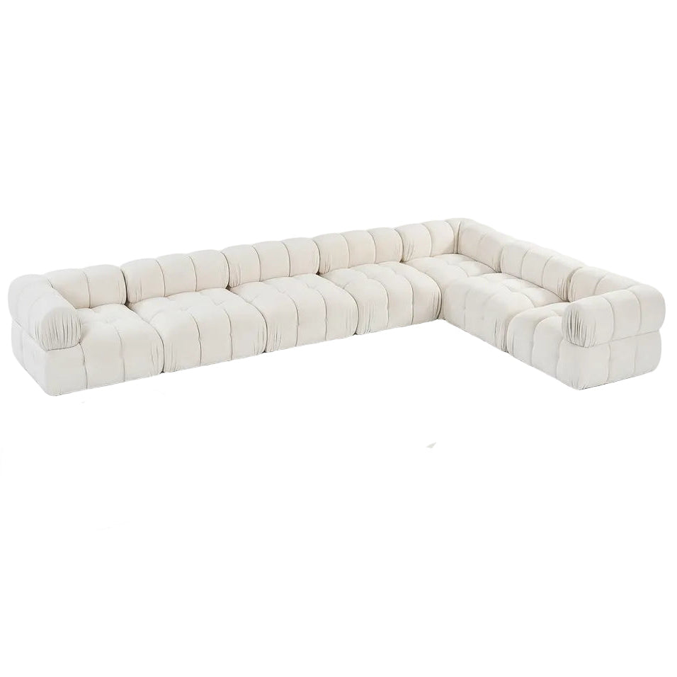 Orin 7pc Modular Sectional in cream velvet performance fabric, 111" deep, primary product view