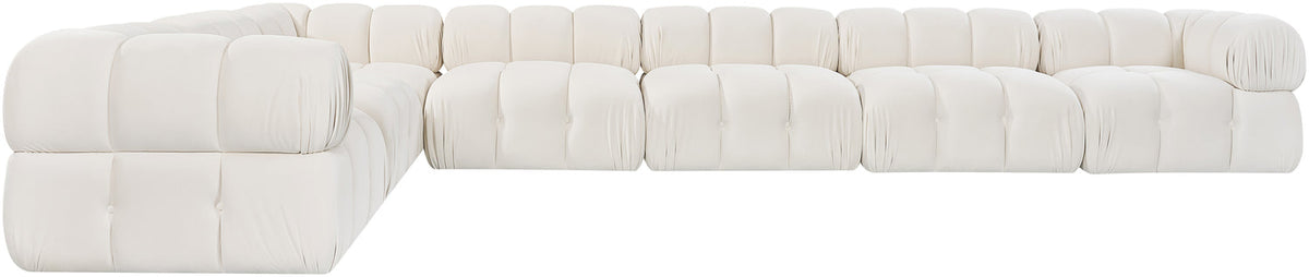 Orin Cream Velvet Performance Fabric Upholstered 7 Piece Modular Sectional Sofa