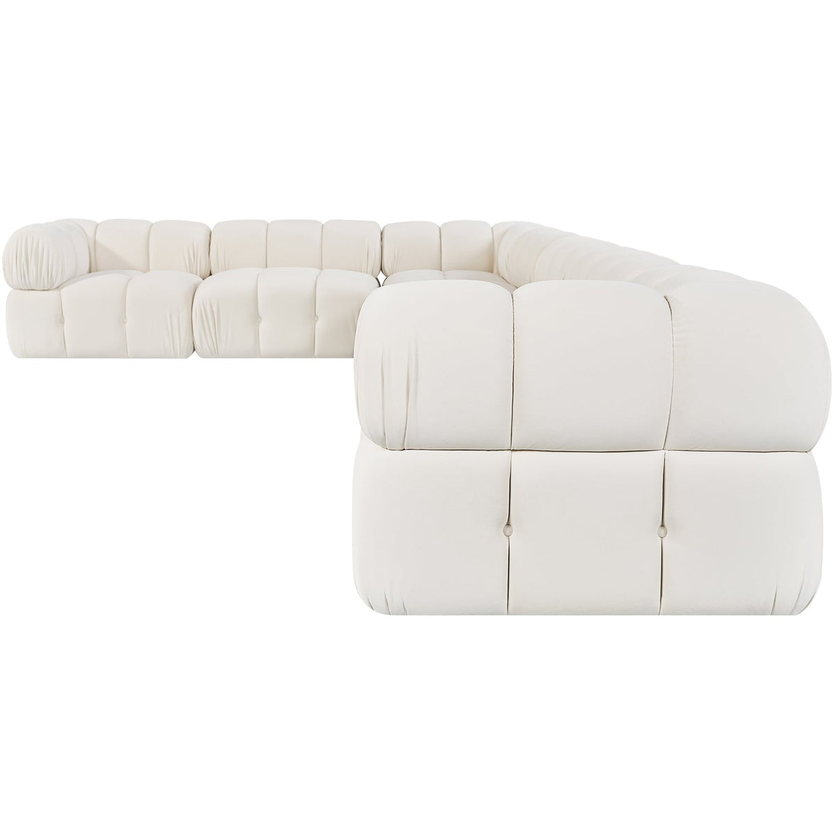 Orin Cream Velvet Performance Fabric Upholstered 7 Piece Modular Sectional Sofa
