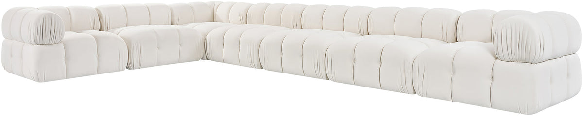 Orin Cream Velvet Performance Fabric Upholstered 7 Piece Modular Sectional Sofa