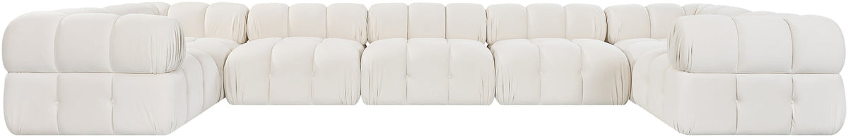 Orin Cream Velvet Performance Fabric Upholstered 7 Piece Modular Sectional Sofa