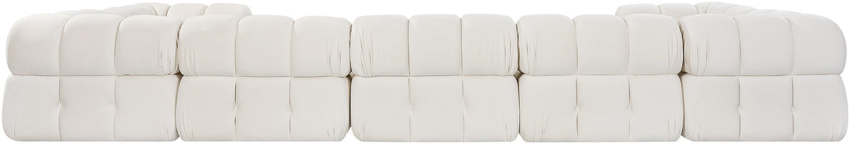Orin Cream Velvet Performance Fabric Upholstered 7 Piece Modular Sectional Sofa