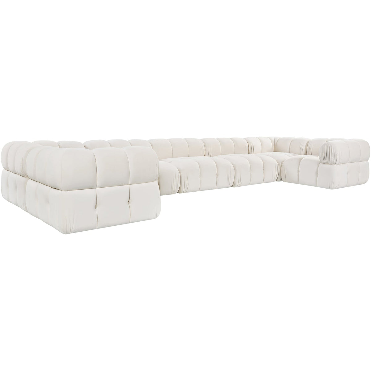 Orin Cream Velvet Performance Fabric Upholstered 7 Piece Modular Sectional Sofa