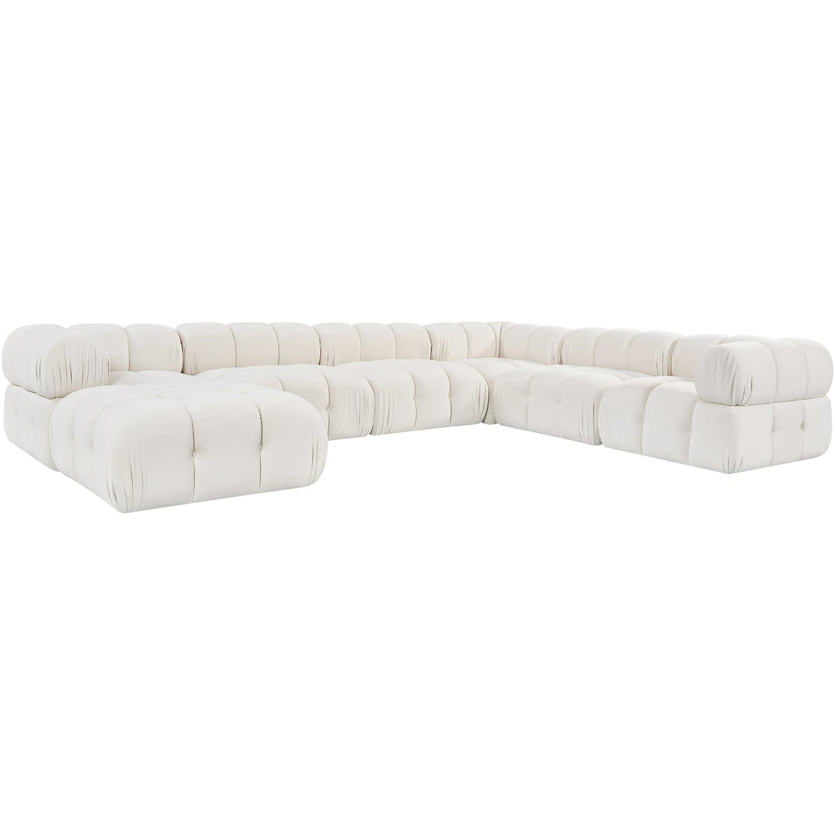 Orin Cream Velvet Performance Fabric Upholstered 7 Piece Modular Sectional Sofa